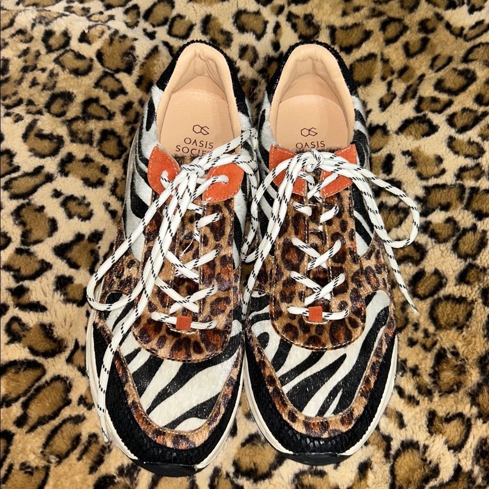 Like new! Worn once! Wild Style Women's Animal Print Sneakers